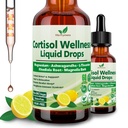 Cortisol Supplement Liquid Drops, 17-in-1 Cortisol Detox w. Magnesium Glycinate 400 mg Ashwagandha, L-Theanine, Fosfatidyyliseriini, Hormonitasapainoinen naisille, Mielialafokus, unituki