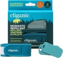 Cliganic Mosquito Repellent Pack (ranneke + 2 Täyte Pellettejä) - säädettävä, luonnollinen DEET-vapaa, Essential Oil infused