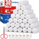 Navona Gauze Rolls 30 Pack, 4 x 4,1 Yards, henkilökohtaisesti rullattu suulake, muumiokääre, Premium Gauzes Wrap for Wounds