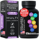 Ikä puolustus Kauneus Collagen Matrix - 2000mg Multi Collagen Biotin Keratin Hyaluronic Acid Saw Palmetto C-vitamiini täydentää Complex - DHT Blocker miesten ja naisten hiusten kasvua - 90 Gluteenittomat Caps