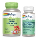 SOLARAY Irish Sea Moss 500mg ja Nattokinaasi Serrapeptaasi täydentää - Hyvinvointia Bundle luonnollisesti toistuvat vitamiinit, mineraalit - Gut Health, Sinus, Heart Health Support, 60 päivän takuu, 100/30ct