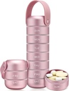 Zannaki Metal Weekly Pill Organizer, Suuri Matka pillerilaatikko 7 Päivä, Vedenpitävä Päivittäinen pilleri tapauksessa silikoni kahva, alumiiniseos kannettava pilleri säiliö vitamiini, lääke, täydentää, pillereitä