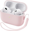ORNARTO Yhteensopiva AirPods Pro 2 Case 2022, Täysi suojava hybridi silikoni AirPods Pro 2nd Generation tapauksessa, Etusivu LED Näkyvä ihonsuojus vaaleanpunainen