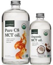 Luonnonvoima Organic Pure C8 + Organic Full Spectrum MCT Öljy UDA Organic, non GMO, 100% puhdasta Coconut MCTs Keto, Paleo, Vegan, ja Kosher 32 Oz & 16 Oz lasipullot