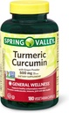 Spring Valley Turmeric Curcumin 500mg 50mg inkiväärijauhe Twin Pack 180 kasvissyöjä kapselit