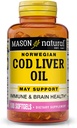 MASON Natural Cod Maksaöljy Plus A-vitamiini & D3 - Terve sydän ja aivot toiminto, parantaa immuniteetin, tukee yleistä terveyttä, 100 Softgels