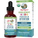 MaryRuth Organics Kids Brain Supplements for Memory and Focus, USDA Organic Drops with Ginkgo Biloba, Rhodiola Root & Licorice Root, Focus & Account, Rauhoitu, Vegaani, Ei-GMO, Gluteeniton, 30 tarjoilua