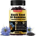 Black Seed Oil Gummies 1000 mg Organic Black Seed Oil, 25 mg rypsi hunajauute, Vitamin B6,B12 ja sinkkiä immuunijärjestelmän tukea (60 Gummies) (60 Count)