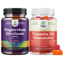 Puhdas magnesium Glycinate 400 mg per tarjoilu mielialauneen ja rentoutumiseen ja D3-vitamiinin Gummien päivittäinen hyvinvointi tai luun lihas- ja immuunituki