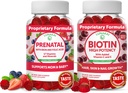 Lunakai Biotin ja Prenatal Bundle - Hiusten ihon ja kynsien kasvu täydentää C- ja E-vitamiini - Raskaus Multivitamiini Gummy Iron & Folic Acid - 30 päivän tarjonta
