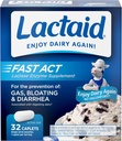 Lactaid Fast Act Laktoosi-intolerance Relief Caplets with Lactase Enzyme, 32 1-ct:n matkapakkausta.