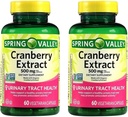 Spring Valley Cranberry Extract virtsateiden terveys, ravintolisä, antioksidantti terveys, 60 kreivi, 500 mg per kapseli (pakkaus 2)