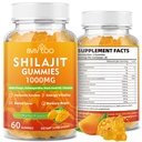 Shilajit Gummies 1000mg Sokeriton - Shilajit täydentää miehille ja naisille - korkea 85+ Trace Minerals & Fulvic Acid - energia, aivot, immuniteetti - 60 Gummies