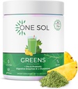 Yksi Sol Greens, Super Greens Powder vähentää turvotusta ja parantaa Gut Health, Superfood Fresh Bloom Organic Greens Blend Juice & Smoothie Mix, Pre & Probiootti kanssa Dgestive Enzymes, Vegan & Soy Free