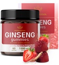 HERBAMAMA Panax Ginseng Gummies - 1500mg Korean punainen ginseng juuri energiatukea - Vegan, ei-GMO Red Panax Immuuni tuki täydentää - 60 Pektiini-Baseed mansikka-Flavored Chews
