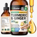 BIO KRAUTER® Turmeric ja inkivääri täydentää - puhdas vegaaninen neste Turmeeric & inkivääri Tincture Pepper 4 Fl.Oz 56 päivän tarjonta - Curcumin Drops yhteiseen tukeen, antioksidantti ja immuuni tuki