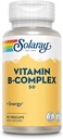 SOLARAY B-vitamiini Complex 50 mg - Solun energia vitamiinit - Aineenvaihdunta ja hermo terveys tuki B12-vitamiini, B1-vitamiini, B6, niasiini, Foolihappo, Biotiini ja muut B-vitamiinit - Vegan, 50 VegCaps