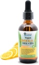 OU Vegan Omega 3 Drops - Sitruunanmakuinen, Luomu vesi-poistettu Algae Oil EPA, DHA & DPA - ei-GMO, Plant-Based Liquid Vitamiin for Heart, Brain & Joint Health - 60 annosta