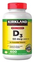 Kirkland Signature Extra Strength D3 50 mikrog, 600 Softgels