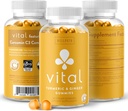 WellPath Vital Turmeric Gummies + Inkivääri - Joint Support Curcumin Supplement, Turmeric Curcumin C3 Complex, maukas vaihtoehto kapselit, Turmeeric & inkivääri juuri, Trooppinen maku Chews, Vegan, 60 Ct