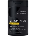 Sports Research® D3-vitamiinia 4000 IU Cococonut MCT Oil - Double Strength D-vitamiini täydentää - Gluteeniton · ei-GMO · soijaton - 360 Count Softgels