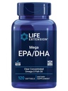 Life Extension Mega EPA/DHA, Omega-3 rasvahapot, Heart & Brain Health, Ei-GMO, Gluteeniton, 120 pehmogeeliä