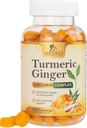 Kurkuma Curcumin Supplement Gummies - 95% Curcuminoids Turmeric & Inkivääri, Black Pepper Best Imeytyminen, Nature's Vegan Joint Support, Ei-GMO, Gluteeniton, Maukas Persikka maku - 120 Gummies