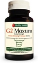 Terveet kasvutavat G2 Maxum Extra Strength Panax Ginseng Plus Ginkgo Biloba Blinked tukemaan energiaa ja kognitiivista toimintaa 60 Veg kapselia per pullo