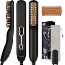 VOVO parta suoristaja Comb Päivitys Professional 2 in 1 Miesten parta Suoristaminen Lämmitetyt hiukset Suoristaminen Harja Kannettava Anti-Burn 6 Lämpötila Säädettävissä LED-näyttö kotiin ja matkustaa
