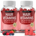 Hiusvitamiinit Gummies Supplement ... Nopeampi hiusten kasvu Gummy 5000mcg Biotiini, Foolihappo, C-vitamiini & E, tuki vahvempi ja tikittävät hiukset, iho, kynnet, ei-GMO, miesten naisten 60 Marja makua Gummies