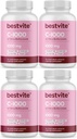BESTVITE C-vitamiini 1000 mg (480 kasvissyöjän kapselia) (120 x 4) Citrus Bioflavinoidit - Ei stearaattia - Vegan - Ei muuntogeenisiä organismeja - Gluteeniton