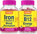 WellYeah Iron+Vitamin C + B12 1000 mcg, Gummies Bundle - suuri kastike, vitamiinilisä, gluteeniton, GMO-vapaa, purukumi