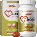 CoQ10 200mg Softgels for Heart Health, Tehokas antioksidantti täydentää Verisuonisto terveys, energian tuotanto, korkea imeytyminen CoQ10 ravitsemus täydentää, 30 Softgels