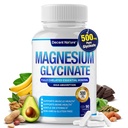 Magnesium Glycinate 500 mg Magnesium Supplement - Kelatoitu korkeaan imeytymiseen ja biologiseen hyötyosuuteen Sleep, Lihas, Luut, Kramps, Recovery & Energy, Vegan non-GMO 90 kapselia