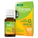 Ddrops Vegan 1000 IU 180 Drops - Daily D-vitamiinineste - tukee luun terveys ja immuunijärjestelmä. Ei suuria kapseleita, ei säilöntäaineita, ei muuntogeenisiä organismeja, allergioita