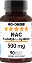 N-asetyyli-L-kysteiini - NAC - 500 mg - 90 Veg-kapselia