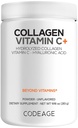 Koodi Collage Collagen Peptides Powder + C-vitamiini - 20g Grass-Fed Collagen Per Serving - Ruoansulatuskanavan entsyymit, Hyaluronihappo, 18 Aminohapot - Hydrolysoitu kollageeniproteiini - ei-GMO, makuamaton - 9.98 oz