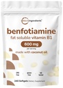 Micro Ingredients Vitamiini B1 Benfotiamiini 600 mg Per Serving, 240 Coconut Oil Softgels ...