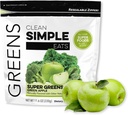 Clean Simple Eats Super Greens Powder, Luonnollisesti maustetut vihreät Powder chlorella, Spirulina, Superfoods & Prebioottikuitu, Ei keinotekoisia ainesosia, Gluteeniton, Green Apple Flavor, 30 Tarjoilu