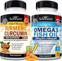 Triple Strength Omega 3 Fish Oil Softgels (1 kuukausi tarjonta) Plus Turmeric Curcumin kanssa Black Pepper Extract 1500mg Complex (Trial Size)