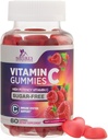 Sokeriton C-vitamiini Gummies - Immuunituki & antioksidantti vitamiiniC-ravintolisä - Vegaani, ei-GMO, Dairy & Gluteeniton C-vitamiini Gummy - Vadelma maku lapsille ja aikuisille - 60 Count Gummies