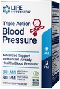 Life Extension Triple Action Blood Pressure, Heart Health Supplement, quercetin, stevia Extract, melatoniini, Morning and Night Support, Gluteeniton, ei-GMO, kasvisruokaa, 60 tablettia