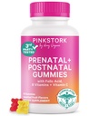 Vaaleanpunainen Stork Hedelmällisyys + Prenataali + postnataalit Gummy Vitamiinit Täysi Äitiys Matka tukea ... Multivitamiinia kanssa Folaatti, B-vitamiinit, Sinkki & Biotiini 60 Assorted hedelmä Gummies