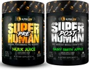 AAKKOSELLINEN LION Superhuman Pre workout Powder & Post Treout Recovery Bundle, jatkuva energia & Focus + lean lihasten kasvu, vahvuus & tilavuus (Hulk Juice & Gainey Smith Apple)