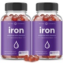 NutraChamps Iron Gummies kanssa C-vitamiinia, 20 mg Iron Blood Cell Formation Support, 120 Gummies Iron Definition & Anemia, Energia, Focus, Immune Boost Pack of 2