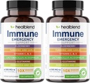 Parannusaine 10 in 1 Immunosupport Supplement Booster Elderberry, Sinkki, Echinacea, Turmeric, Lactobacillus Acidophilus, aikuisille (2 pakkaus)