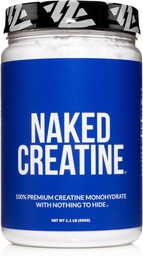 NAKED Pure Micronized Creatiini Monohydraatti Powder - makuamaton, 500g, 1.1lb Bulk - Vegaani, ei-GMO, Gluteeniton, soijaton, Ei täyteaineita, tukee lihasten kasvua ja voimakkuutta - 100 tarjoilua