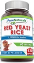 Pure Naturals Red Yeast Rice 1200 Mg per tarjoilu, 120 kapselia Supplement ...