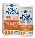 Vital Planet - Vital Flora Advanced Probiootti 100 miljardia PMY, 100 Diverse Strains, 10 Organic Prebiootit, Immunosupport, Ruoansulatuskanavan hygienia Stable Probiootit naisille ja miehille 30 kapselia