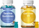 Tauriini Gummies 1000 mg, Turska Maksaöljy Gummies 1000 mg, sokeriton aikuisille ja lapsille, aminohapot, Omega-3s & Vitamiineja kognitiivisille, Heart & Eye Health, Boost Immuune